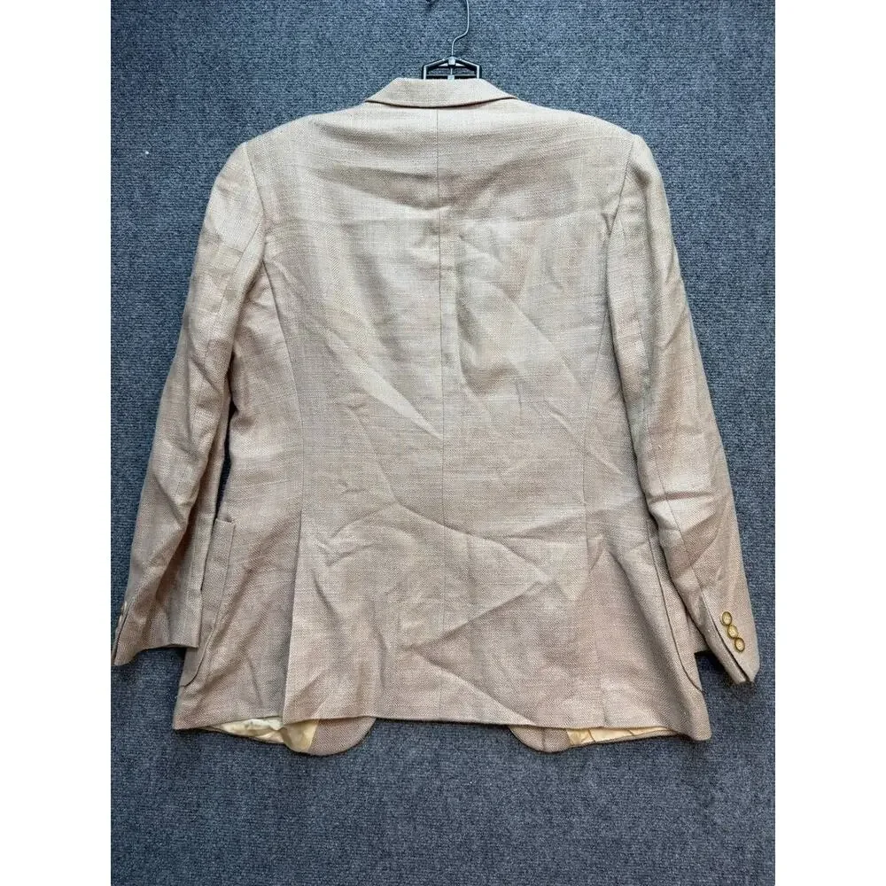 Vintage Jaguar Men's Blazer Jacket Sport Coat Stadium Size 42 Beige Wool
